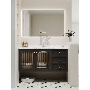 ?法式 木室柜组橡合田园中风古陶浴瓷一体盆洗手脸盆柜卫374生间洗