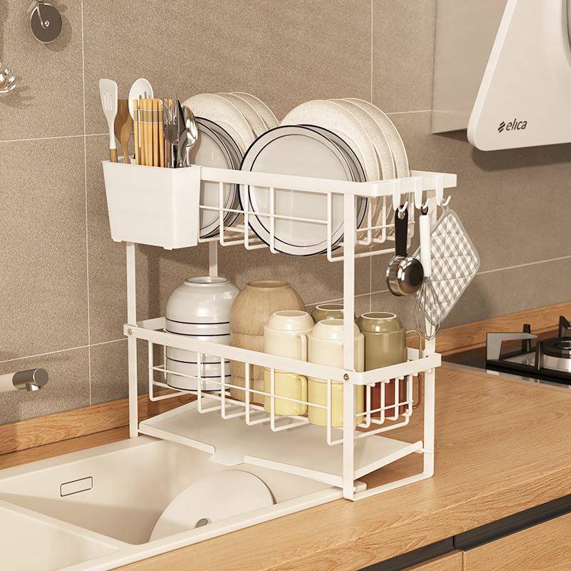 碗碗碟收纳窄边架厨房窗台置物架碗水盘沥水篮双ZM34层家用晾放筷