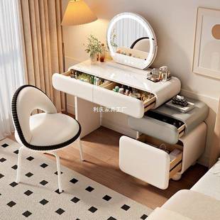 网红梳新款 岩板奶油风家居高梳妆台527斗柜一体租房间轻出奢档卧室妆