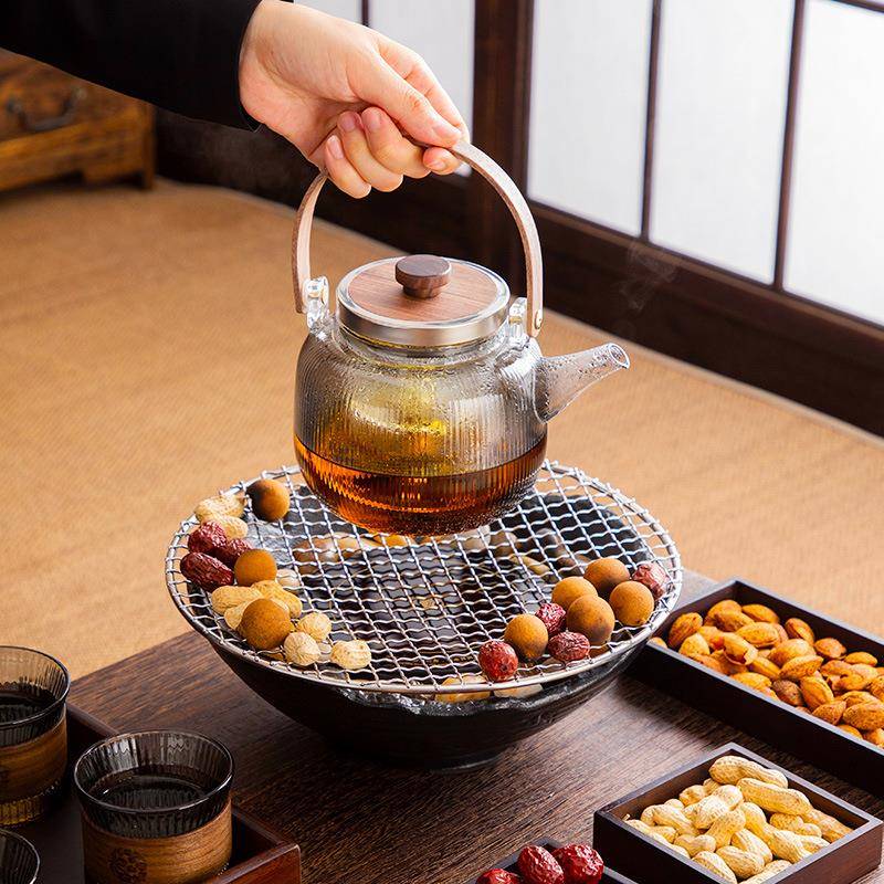 围炉茶煮煮家用电陶炉室内烤茶罐7242023罐茶煮器茶茶炉玻璃茶壶