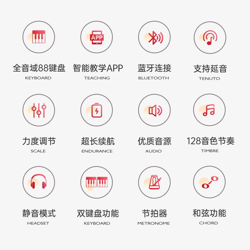 贝多辰可折叠度8学键力便携式电子琴初专8业替代手3001卷钢琴