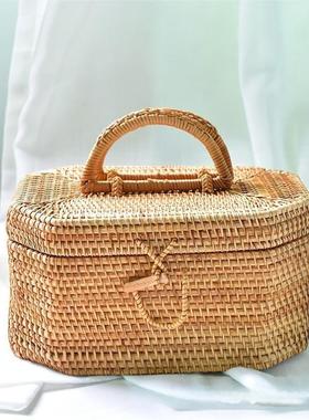 篮手工越南秋编手提收纳框置筐箱LFL-0028家用卧室收纳藤盒物储物