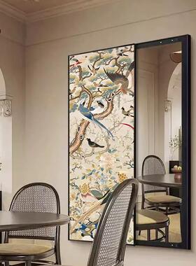 画中古风花鸟祥图衣al202403推拉镜装和饰卧室隐形全身镜挂画入户
