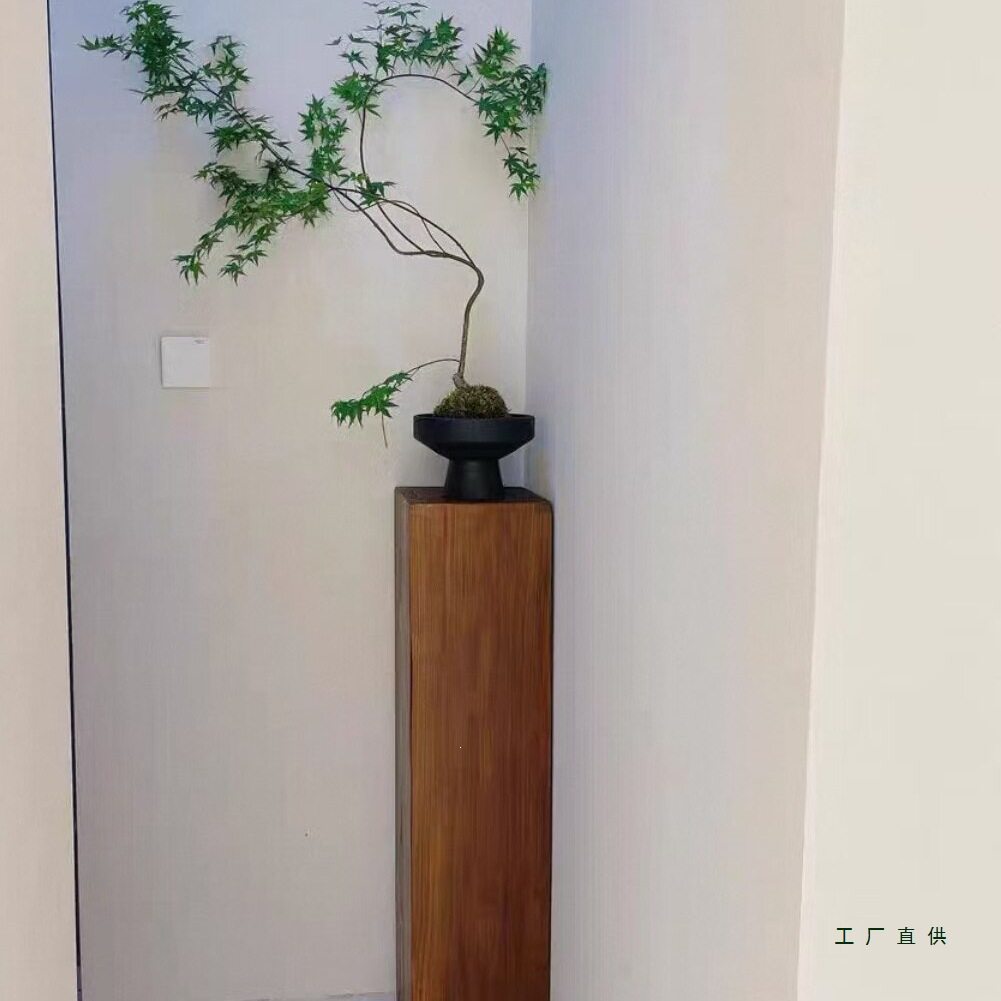 中古风实心整木木墩子花架客厅木桩玄关边几底座木头墩子落地摆件