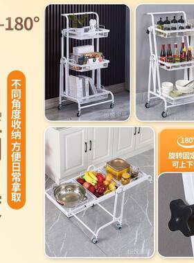 厨置物架家可移动地多层储物用房架带轮多功能三层落收纳架小WHZ
