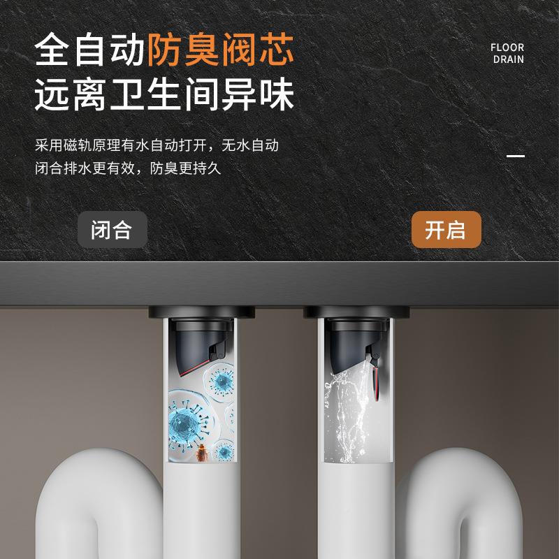 隐830隐形长地F1078卫漏防臭精铜大排量侧排地漏长直条形防臭*生
