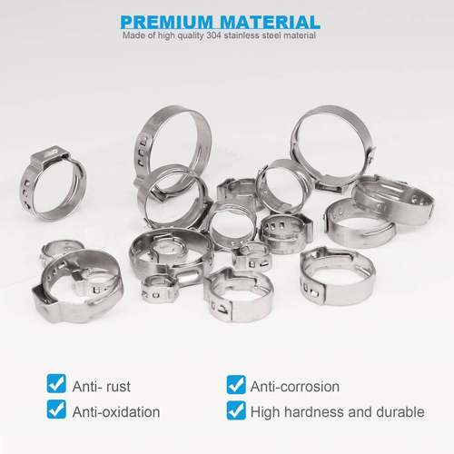 5跨HKS境0PCS盒装04锈钢单耳无级卡箍汽不车管管道配件紧固夹