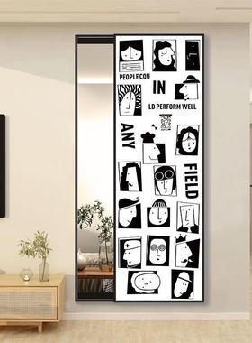 玄关装饰画形全身镜推拉隐藏镜子室试衣卧镜画挂墙式壁隐穿OAI衣