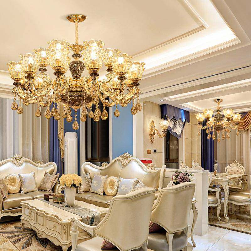 欧客厅吊灯代简约大气家用法式吊灯轻现奢卧室吊餐245厅水晶陶式