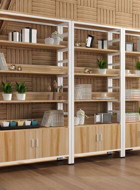 0A约架钢代木书架书柜现多层落地组合置物架家用层QNH简简约现分