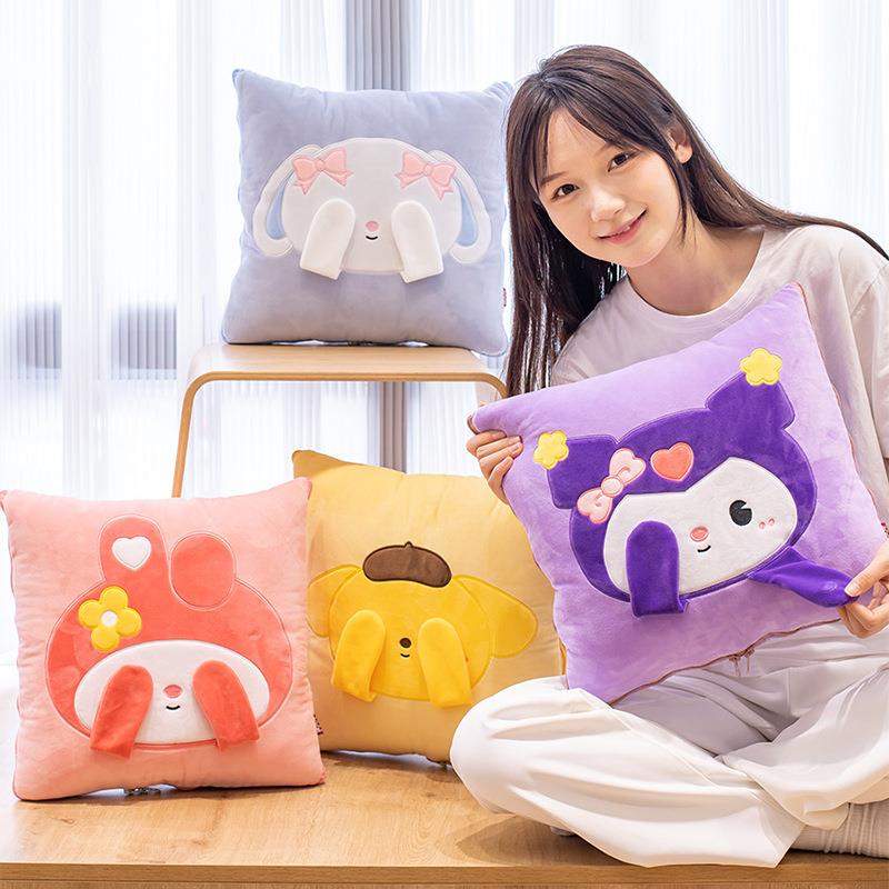 卡通动物可爱抱枕被创康乐合屋意捂眼抱枕抱被子两LVW用二一毯厚