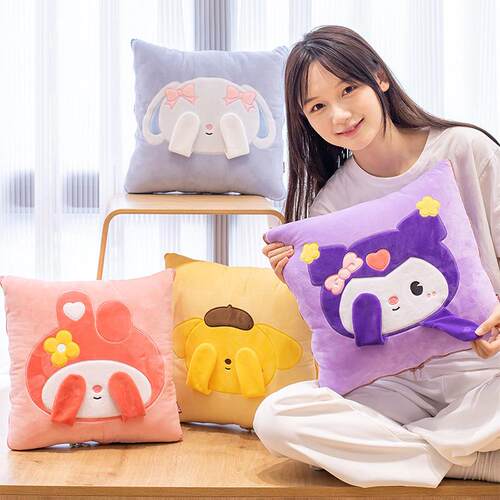 卡通动物可爱抱枕被创康乐合屋意捂眼抱枕抱被子两LVW用二一毯厚