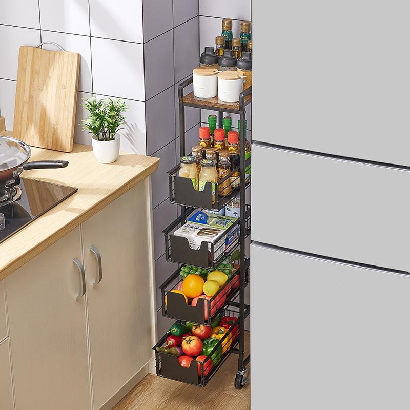 厨收房置收物架家用缝调隙纳架家用落地多层可移111111动纳架抽拉
