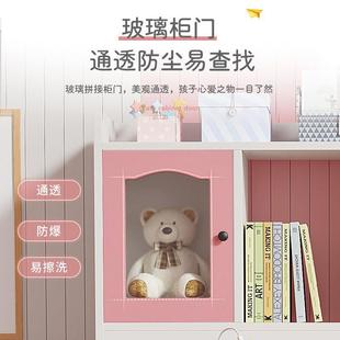 儿颜童学桌用卧739室高值家书桌书架组合一体女孩房间网习红写字