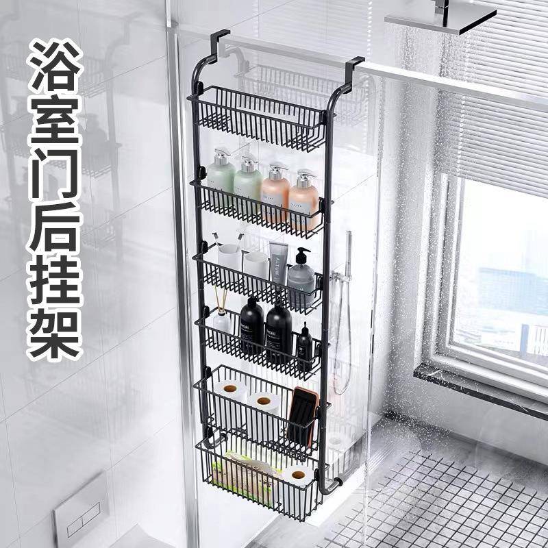免孔门后挂篮物架多层收纳架置浴FRJ室打门后架多功挂能整理架