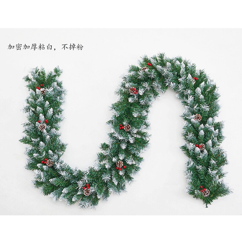 2.7米豪华加密藤条植绒喷雪沾白圣诞节装饰酒店商场楼梯扶手装饰