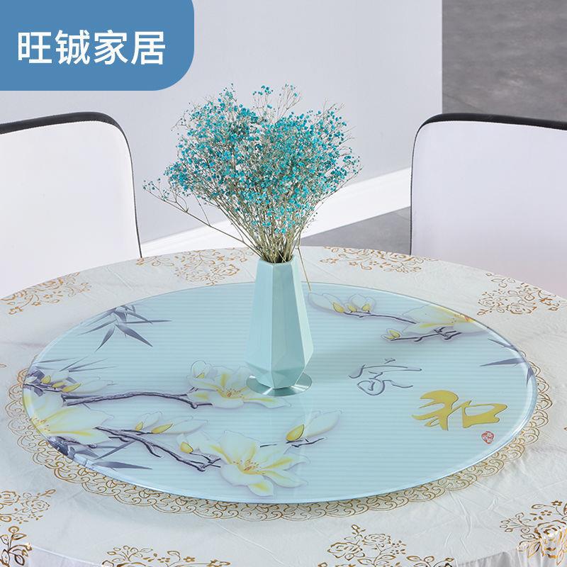 桌转盘钢化玻家用商饭餐桌圆盘底用YZS座旋转大圆桌玻璃旋璃转图