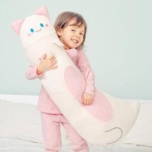 棉粉色猫咪抱枕儿童侧睡腿安抚长FHT条枕人床上纯成女生睡觉抱夹