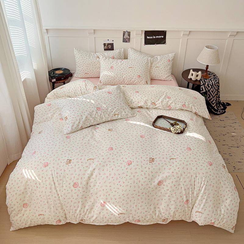 春三季新款水洗双层2025218J纱绑带款四件套清田园新碎花学小生床
