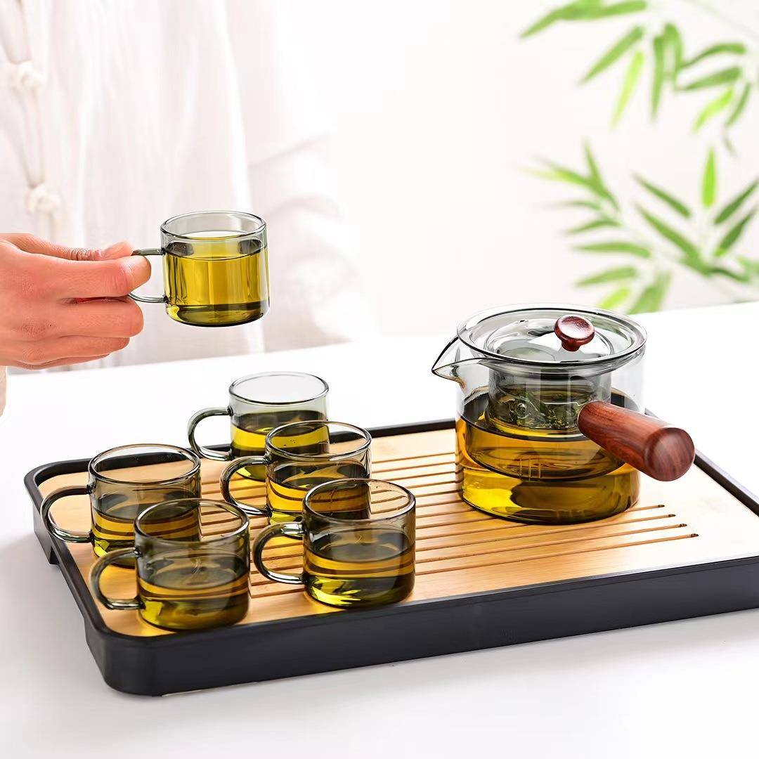 侧木把烟色玻璃过滤泡茶壶家可用电陶炉11584高硼硅煮茶水壶新烧