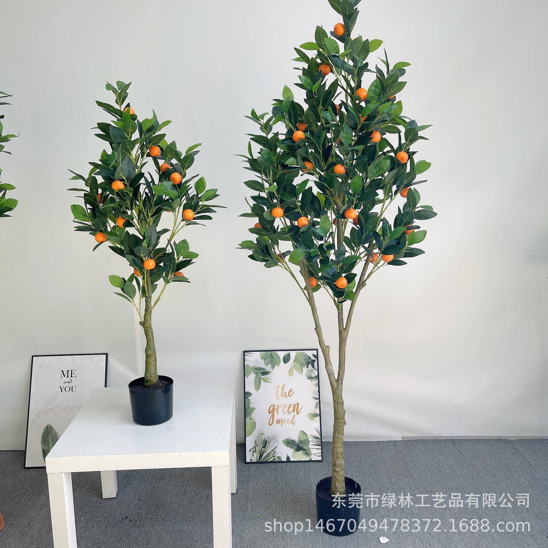仿真桔子树落栽地摆放LL-58小盆观人造塑橘料子树假柠檬景仿真树