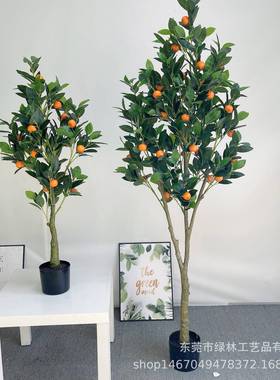 仿真桔子树落栽地摆放LL-58小盆观人造塑橘料子树假柠檬景仿真树