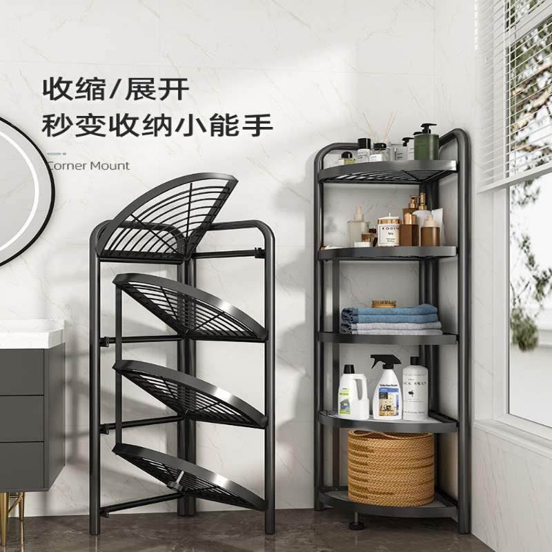 ∝浴室置物角架落地厕所转三夹SVE缝家卫生用间脸盆墙角储物角收