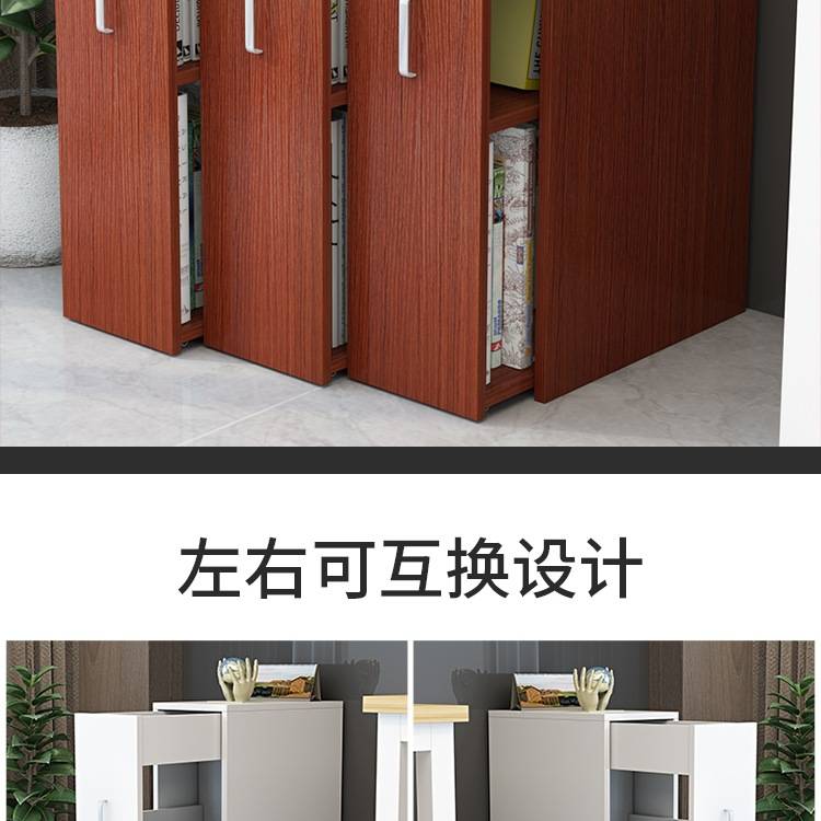 窄书柜抽拉移动书橱带门隐藏防尘储物收纳柜推拉隐形侧拉式小