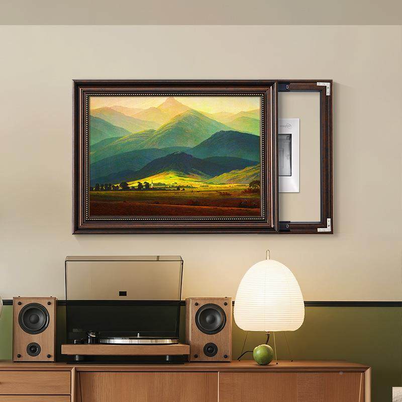 表箱装饰画电欧式配箱可电推拉遮挡美源式挂画总开关JAH弱电箱电