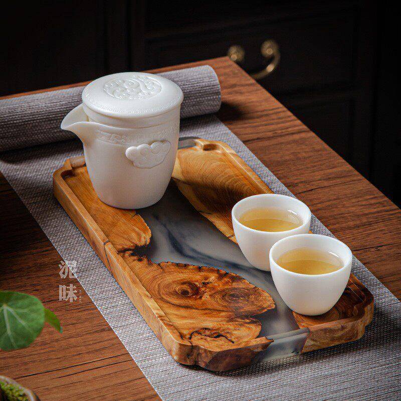崖工柏树脂干泡台日式木质壶托盘手实木承泡小茶盘TM676412托盘干