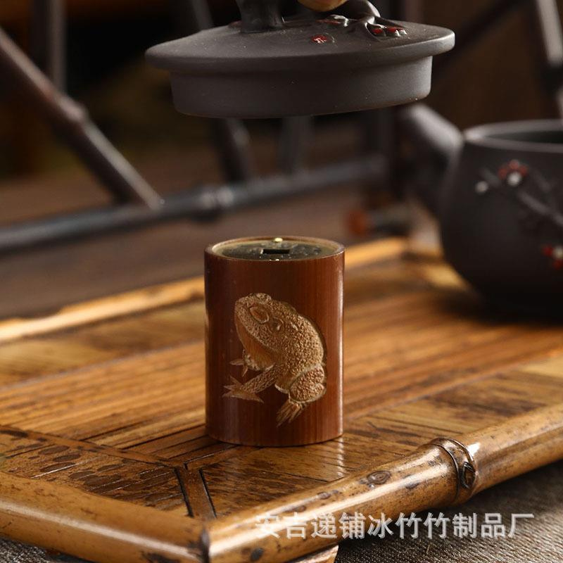 老煤子竹钱盖置手工雕刻竹2023224制紫砂盖壶托茶铜盖搁置小架茶