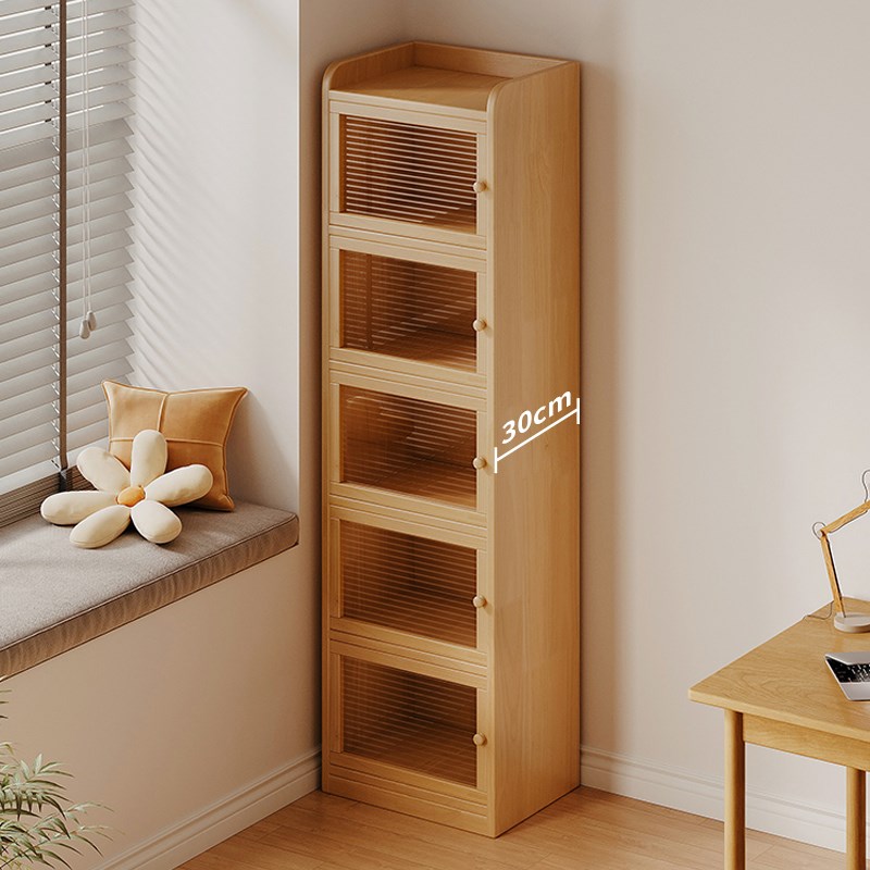 实木飘窗收纳柜转角置物架落地书架防尘储物立P柜子家用夹缝窄书