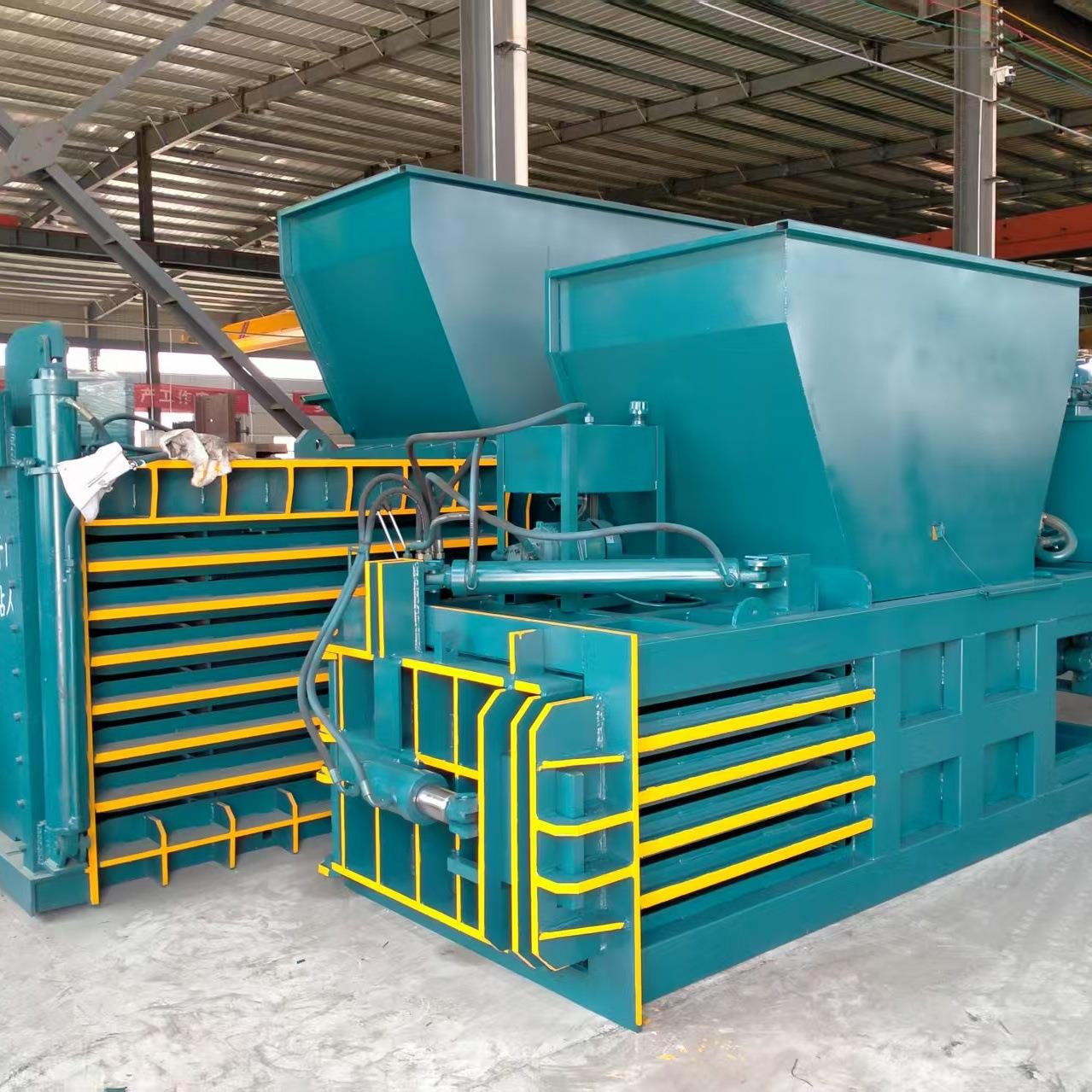 160吨卧式打包机废铁易拉罐塑料打包机下脚料编织袋滴灌带打包机