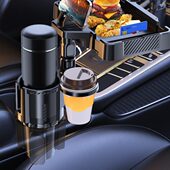 车载杯架多功能可折叠小餐桌汽车手机导航架车用双孔水杯架置物架