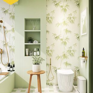 末末家 法式奶油风卫生间瓷砖 牛油果绿竹子花砖地砖浴室厕所墙砖