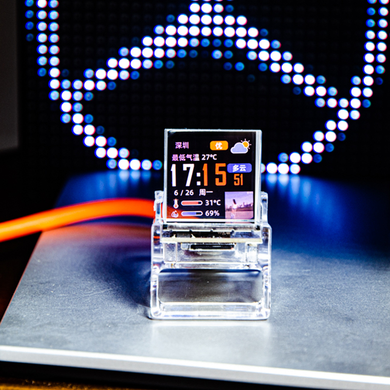 稚晖君HoloCubic透明小电视时钟桌面摆件男女朋友潮.玩礼物棱镜