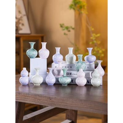 陶瓷小号迷你结晶釉花瓶粉现代简约摆件玄关博古架家用清新装饰品