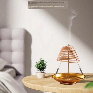 檀香盘香架金色架子香炉支架盘塔香盘蚊香点24小时檀香香托盘香架