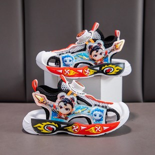 哪吒男童凉鞋2025新款夏季软底包B头男宝沙滩鞋子男孩中小童3-6岁