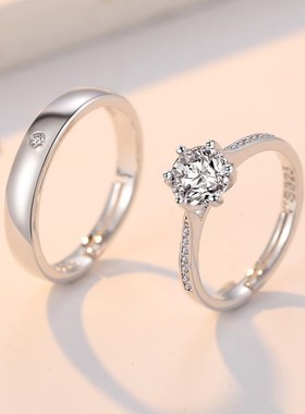 情侣结婚对戒婚礼仪式替代戒指新娘用的假道具一克拉六爪闭口钻戒