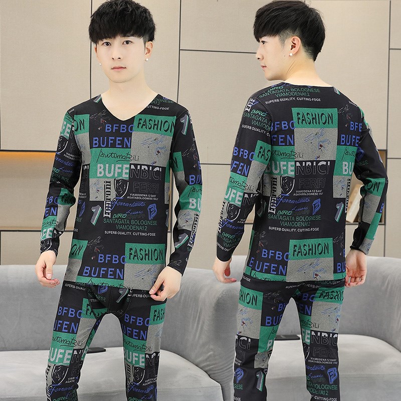 秋冬季新款男士保暖内衣套装薄款德绒打底衫青年时尚无痕秋衣秋裤