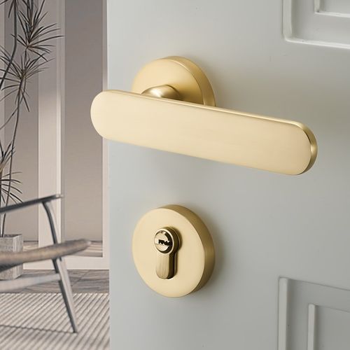 卧室门锁室内金色分体锁实木门锁具磁吸静音锁具门把手简约房门锁