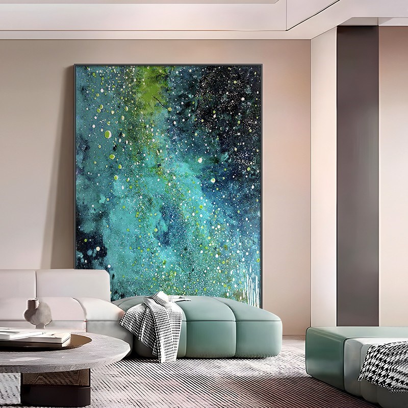 星空客厅平面画抽象沙发背景墙装饰画高级感简约玄关落地画艺术感图片
