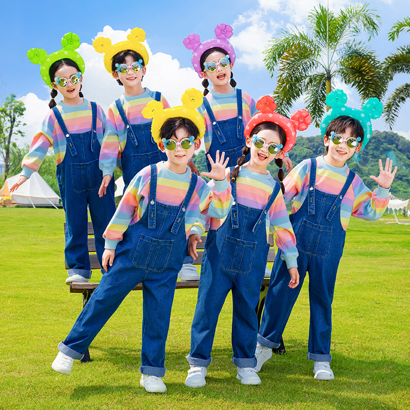 儿童班服套装背带裤小学生校服运动会开幕式服装幼儿园园服春秋装