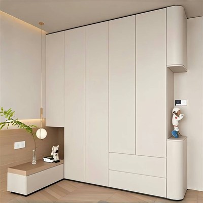 源头工厂全屋定制圆弧形衣柜实木新款圆角转角柜子衣帽间定做橱柜