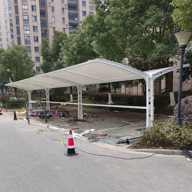 膜结构汽车停车棚户外遮阳雨棚充电桩棚小区电动车棚张拉膜景观棚