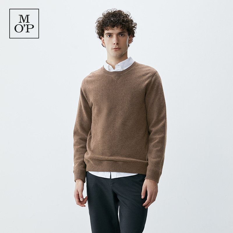 Marc O'Polo/MOP2025春季新款圆领简约羊绒舒适毛织套头衫男毛衣