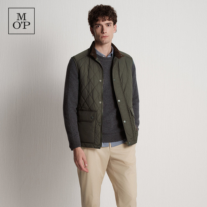Marc O'Polo/MOP25冬季新款灯芯绒拼接大口袋环保猎装棉服马甲男