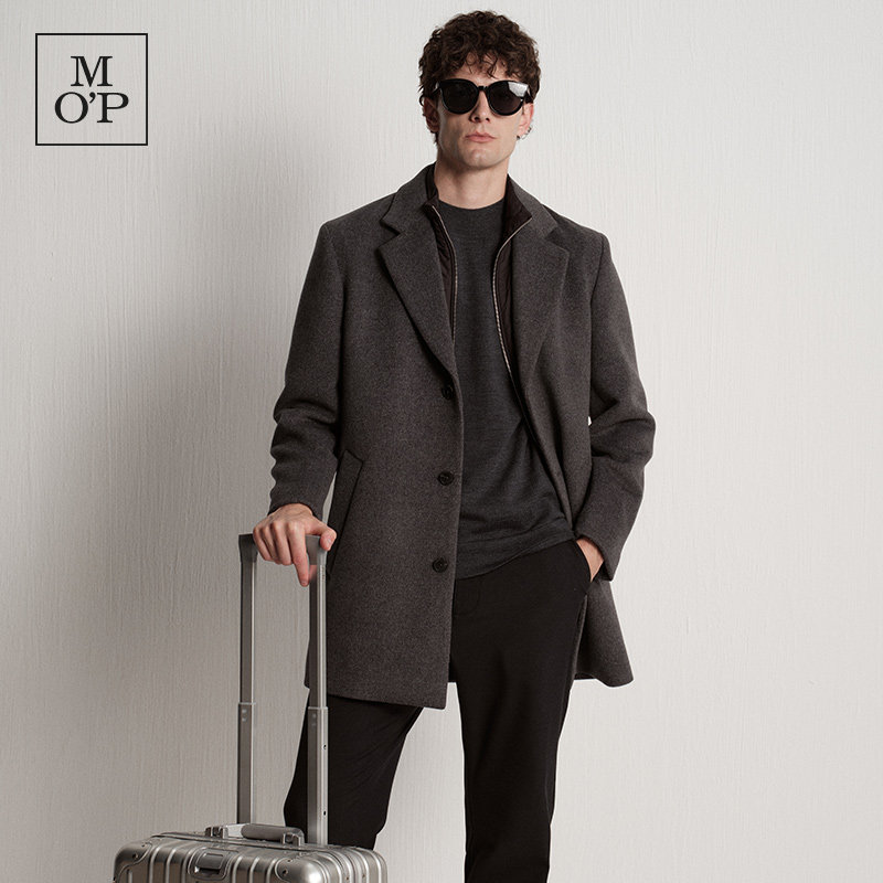 Marc O'Polo/MOP2025冬季新款假两件可脱卸立领100%羊毛呢大衣男