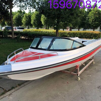 新款6米10人座玻璃钢船游艇游船快艇打窝船巡逻艇执法艇可挂外机